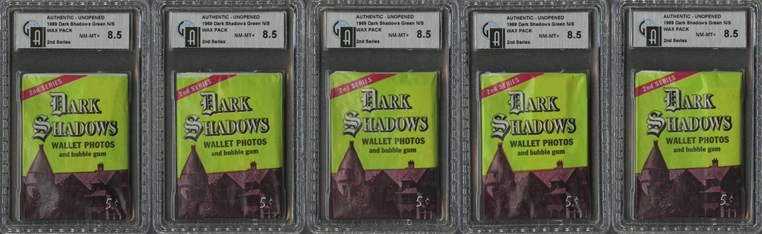 1969 Philadelphia "Dark Shadows" 2nd Series GAI NM-MT+ 8.5 Unopened Wax Packs Collection (5)